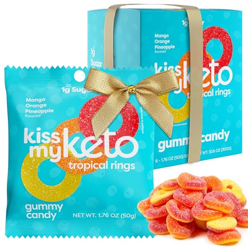 Kiss My Keto Gummies Candy – Low Carb Candy Gummy Rings, Keto Snack Pack – Healthy Candy Gummys – Vegan Candy, Keto Gummy Candy (6 Pack)