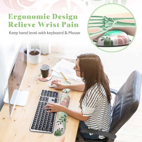 Image of Gimars Enlarge Silky and Superfine Fabric Gel Memory Foam Keyboard Wrist Rest Set, Ergonomic Keyboard Mouse Wrist Support for Typing Pain Relief, Comfort for Office, Gaming, Computer-Morandi Pink