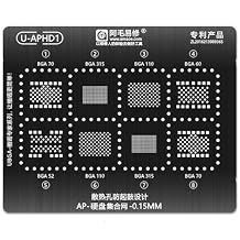 Amaoe U-APHD1 Hard Dish Nand BGA315 BGA110 BGA70 BGA60 BGA52 Reballing Stencil Tin Planting Soldering LCD Repair Tool.Suitable for Apple Motherboard Memory chip IC and tin Plated Steel mesh