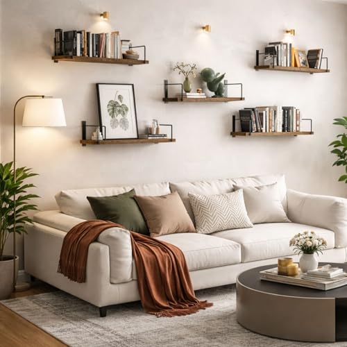 Image of NEST NATURE HAVEN Decorative Wooden Set of 3 Wall Shelf for Living Room & Bedroom Floating Mounted Bookshelf Wooden Wall Mounted | Decorative Storage Wall Shelf Rack (White 20X6X2)