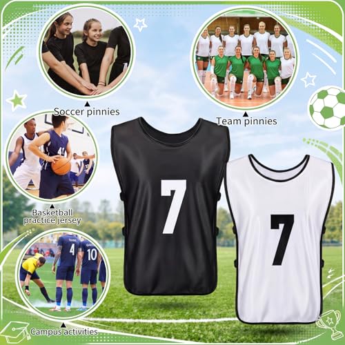 Image of Yahenda 24 Pcs Sports Pinnies Soccer Scrimmage Practice Vests Numbered Soccer Team Pennies with Belt for Adult