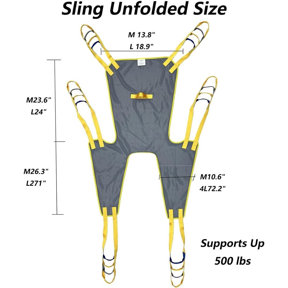 Ayuda al Paciente Acolchado con Soporte para la Cabeza, arnés de elevación de Pacientes Universal con Abertura para el Inodoro, arnés de Cuerpo Completo para elevad Large