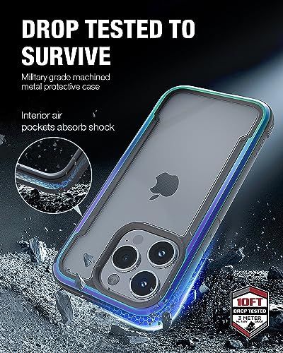 Image of RAPTIC Shield for iPhone 15 Pro, Shockproof Protective Clear Case, Military Grade 10ft Drop Tested, Durable Aluminum Frame, Anti-Yellowing Technology, 6.1 inch, Iridescent