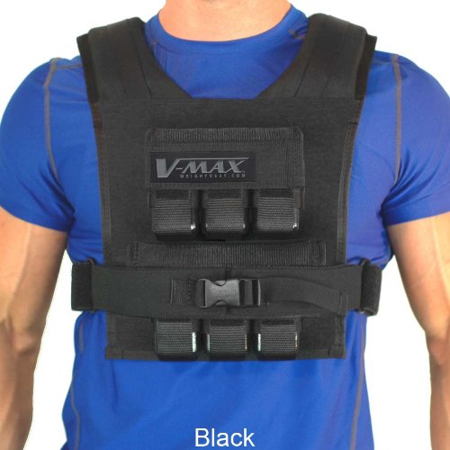30 Lb V-MAX Weighted Vest Black with narrow shoulders