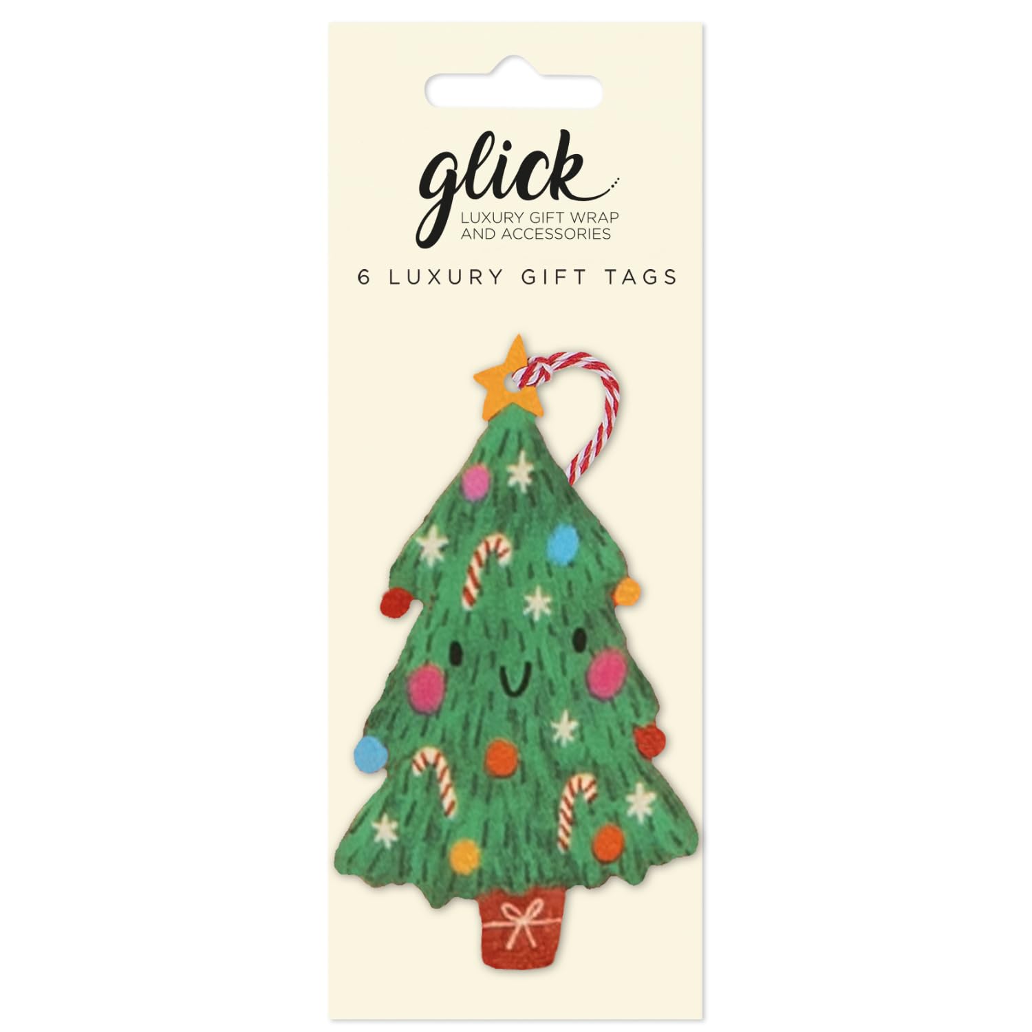 Glick Multi-Coloured Christmas Gift Tags, Christmas Greetings, Pack Of 6 Fully Recyclable