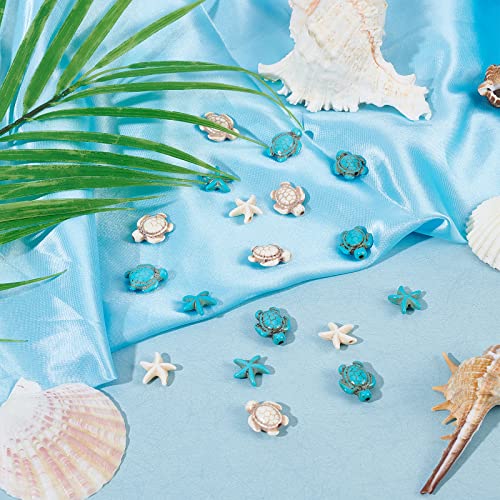 SUNNYCLUE 1 Box About 100Pcs 4 Styles Sea Turtle Beads Turquoise Starfish Bead Synthetic Sea Star Tortoise Charms Carved Ocean Animal Stone Spacer Beads for Bracelets Earrings DIY Jewellery Making - Image 4
