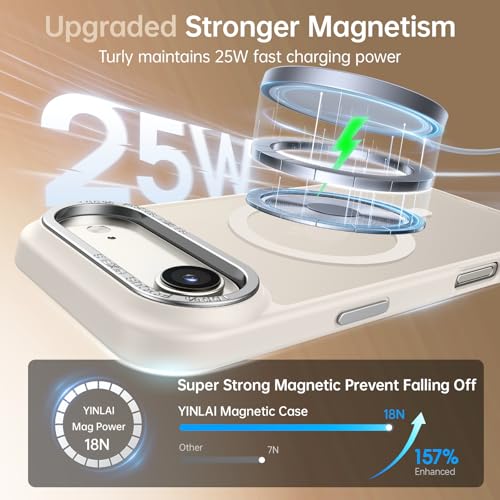 Image of YINLAI for iPhone Air Case 6.5-inch,Magnetic Compatible with MagSafe, Slim Matte Anti-Fingerprint, Shockproof Full Body Military Grade Protection for iPhone Air Cover, Light Gold
