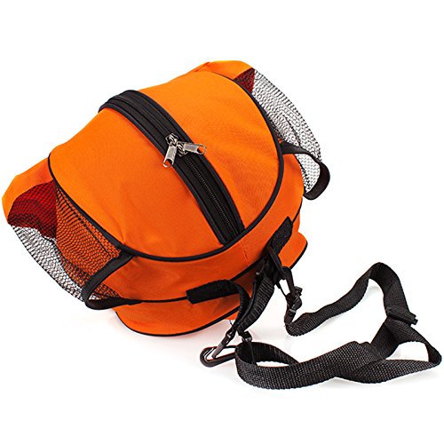 TINTON LIFE Basketball Bag with Adjustable Shoulder Strap Portable Football Soccer Volleyball Carrier Holder (Orange) .