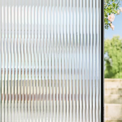 Image of WOO Home Frosted Glass Window Film & Stickers (18 X 48 Inchs) Privacy Window Cover for Home & Office - Easy Apply, UV Protection, Removable Decorative Film (Fluted Film 1.5 X 4 SQFT)