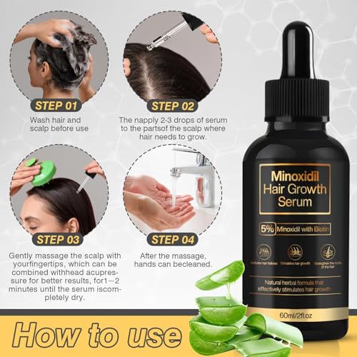 Image of 5% Minoxidil Hair Growth for Men and Women, Minoxidil Hair Growth Serum, Promotes Hair Growth, Strengthens Hair Follicles, Helps Prevent Hair Fall and Hair Loss