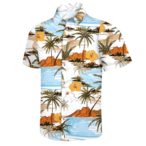 Image of Hawaiian Shirt for Men Tropical Shirts Summer Beach Button Down Short Sleeve Luau Aloha Floral Cruise Vacation Outfit 2026