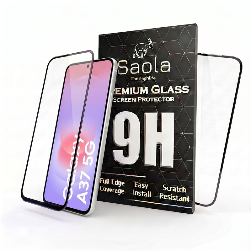 Image of Saola HD+ Oleophobic Tempered Glass For Samsung Galaxy A37 5G (PACK OF 1) with Hassle-less Installation Kit. Full screen Coverage. 6.7 inch