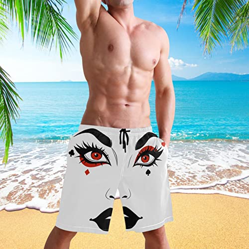 visesunny Woman Face with Joker Makeup Summer Men's Swim Trunks Quick Dry Bathing Suits Beach Holiday Party Swim Shorts4