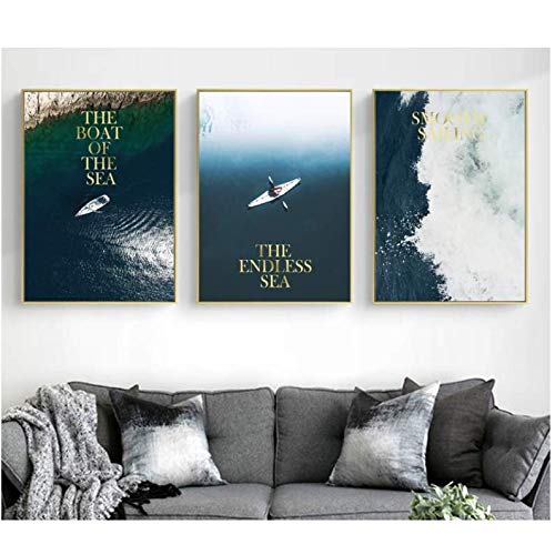 Toile paysage mer bleu profond 50x70cm tableau modulaire moderne pour salon sans cadre