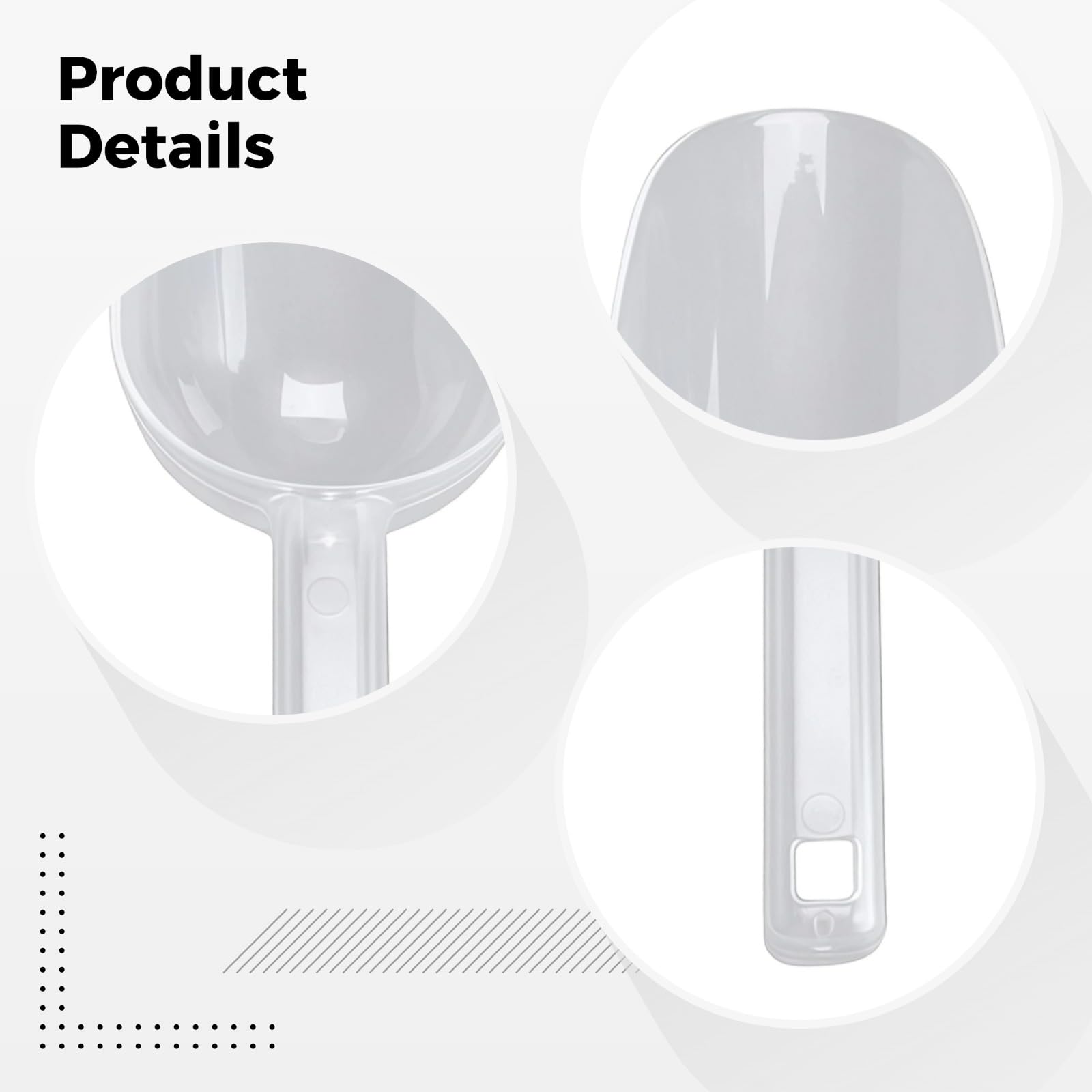 Lot de 3 cuillères à glace en plastique transparent épaissi, sans danger pour les aliments, idéales pour congélateur et seau à glace, avec poignées confortables, tailles petite, moyenne et grande