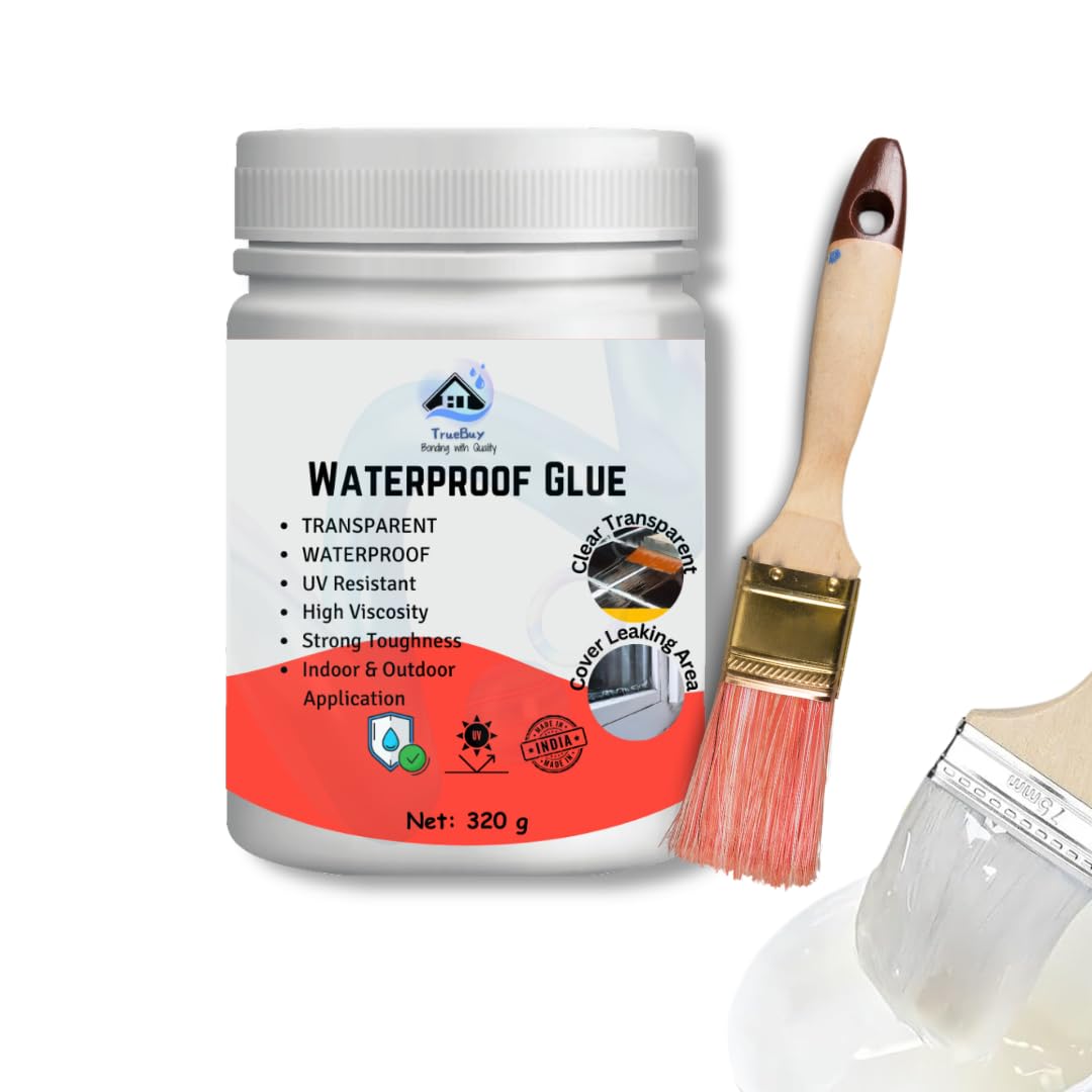 TrueBuy Crack Seal Glue 320gm with Brush Transparent Waterproof Glue for Roof Leakage Crack Seal Agent Roof Water Leakage Solution Water Proof Glue Transparent Glue Waterproofing for Pipe Wall Tiles (B0CSNM5KH9) Amazon Price History, Amazon Price Tracker