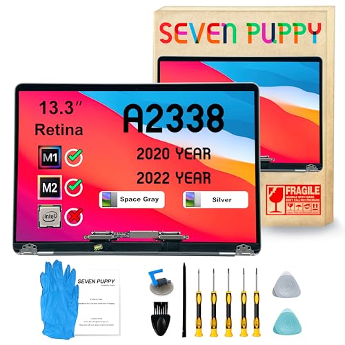 seven puppy (Gris Espacial) Pantalla de Repuesto para Pro M1 Retina de 13,3 Pulgadas A2338 EMC 3578 MYD83 MYD92 MYDA2 MYDC2 Full LED LCD Montaje