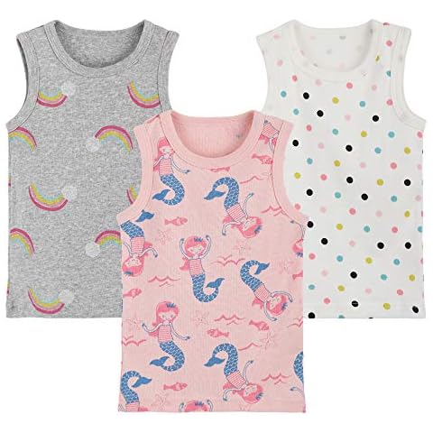 ANIMQUE Boys Undershirt Baby Kids Cotton Cartoon Pattern Sleeveless Top 3-Pack MRY501, 90 Cover