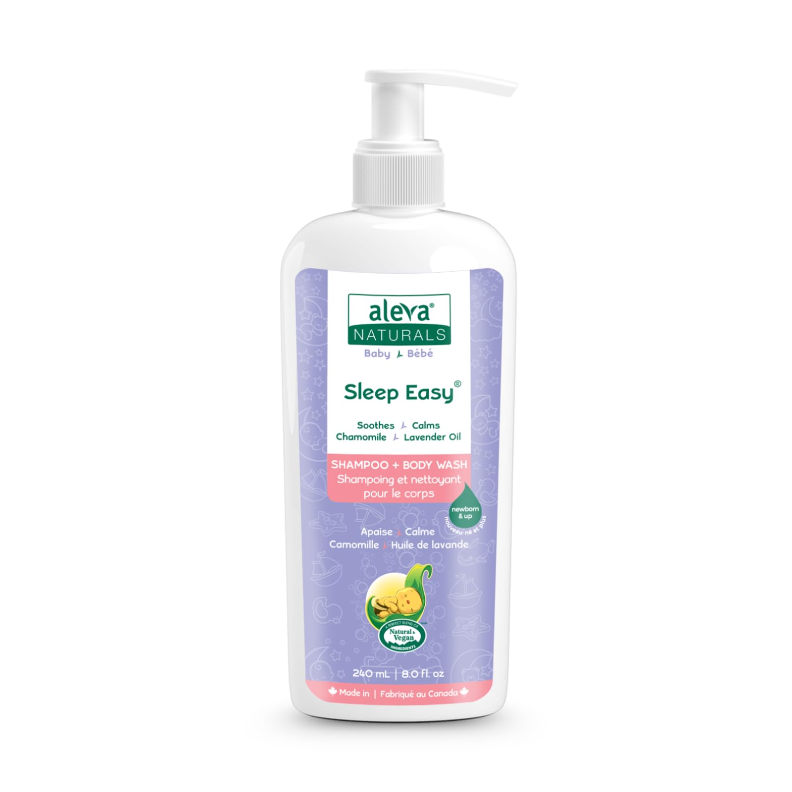 Aleva Naturals Sleep Easy Hair & Body Wash 240 ml, White, 8.12 Fl Oz (Pack of 1)