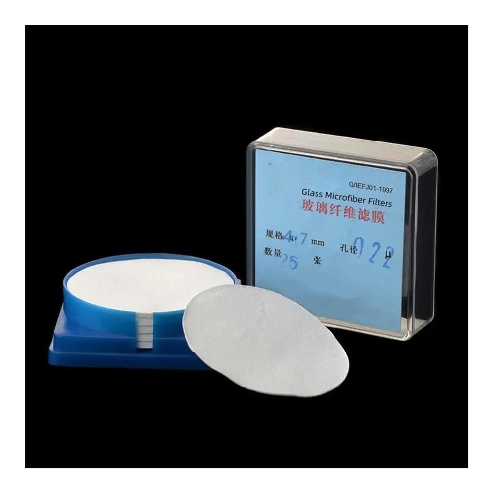 Filtri in fibra di vetro Diametro 47 mm Dimensione pori 0,22/0,45/0,7/1,0/1,2/1,6 µm 25 cerchi Carta da filtro GF superfine Membrana antipolvere(1.0um)