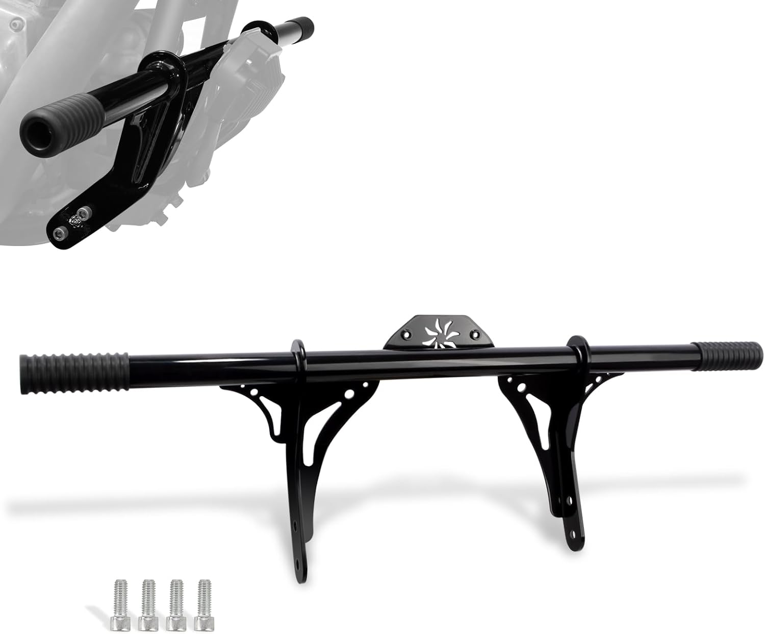 WOWTK Highway Peg Crash Bar/Highway Footpegs Enginge guard for Harley Dyna with mid Control Models 2006-2017, for Street Bob FXDB/I Fat Bob FXDF Low Rider FXDL/I Wide Glide FXDWG/I,Gloss Black