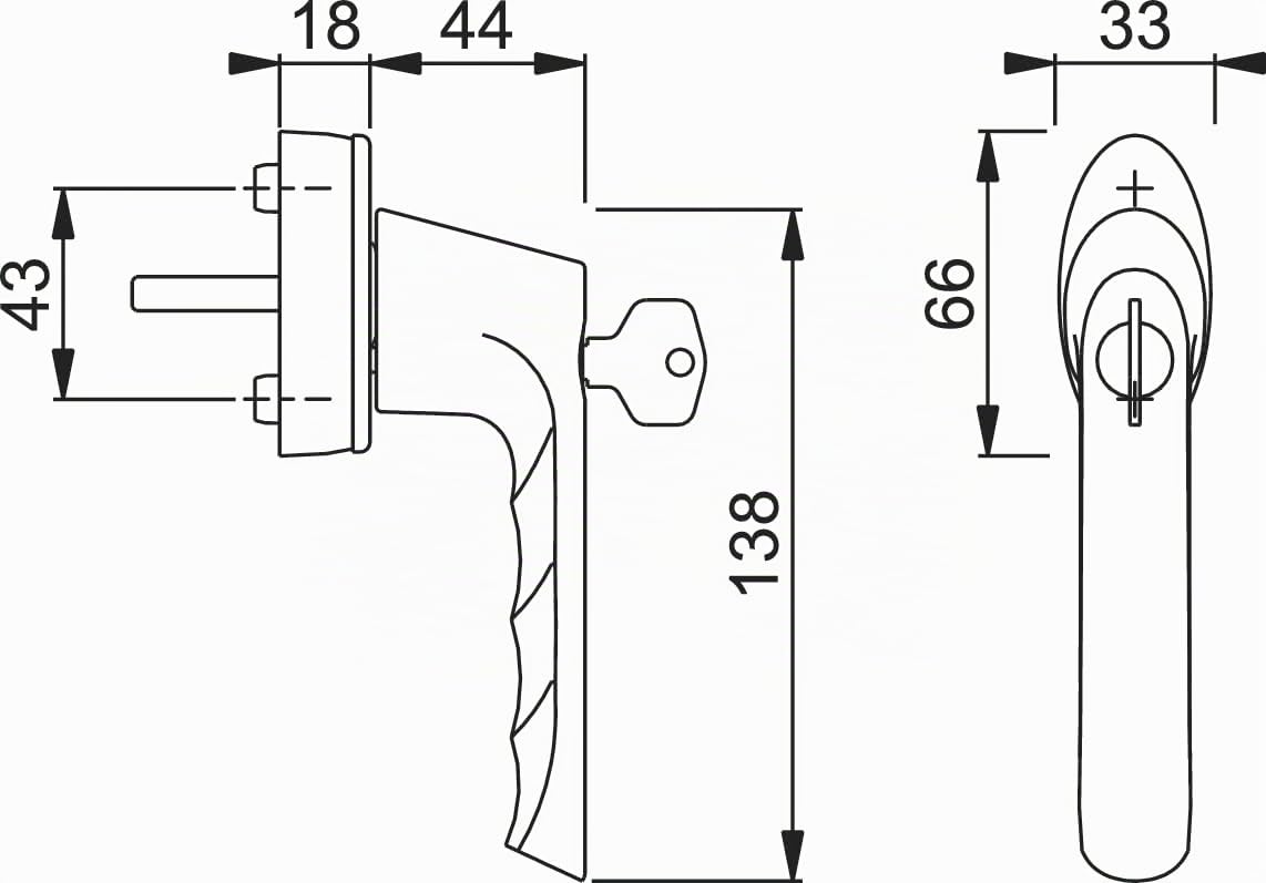 HOPPE Fenstergriff Brest mit Sperrzylinder Aluminium sperrbar Schlüssel Vierkant, 1 Stück, silber, 10765074