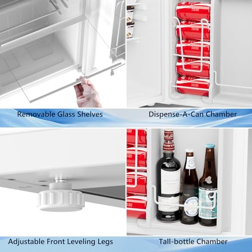 Image of COWSAR 3.2 Cu.Ft Dorm Fridge with Freezer, Single Reversible Door Compact Refrigerator, Adjustable Thermostat, 2 Removable Shelves, Commercial Drink Fridge for Bedroom, Office, Kitchen, Dorm, White