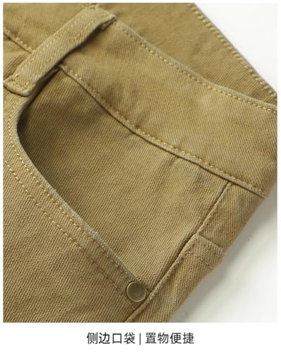 Men Straight Black Jeans Vintage Loose Denim Jeans Pants Khaki 332