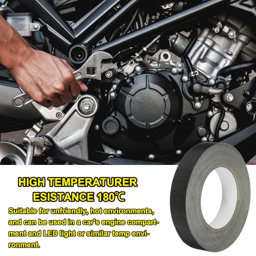 Image of MECCANIXITY Insulating Acetate Cloth Adhesive Tape, 1in x 98ft Black Electrical Heat Resistant Fabric Tape with Paper for Laptop Electric Automotive Guitar Repair Wire Harness, 2Pcs