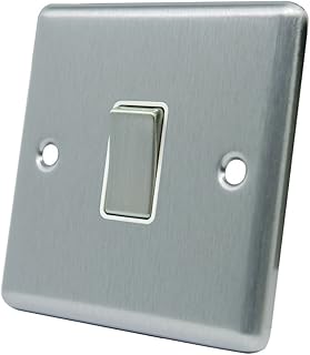AET CSC1GSWIWS Satin Chrome Classical White Insert Metal Rocker Switch-10 Amp Single 1 Gang 2 Way Light Switch, 240 V