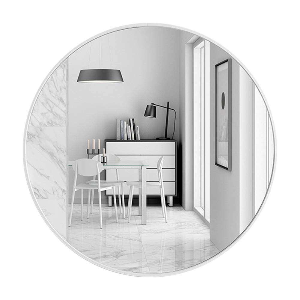 WarmiehomyRound Wall Mounted Bathroom Mirror Makeup Dressing Mirror Frame Mirror for Bathroom Living Room Bedroom (Φ40cm, White)