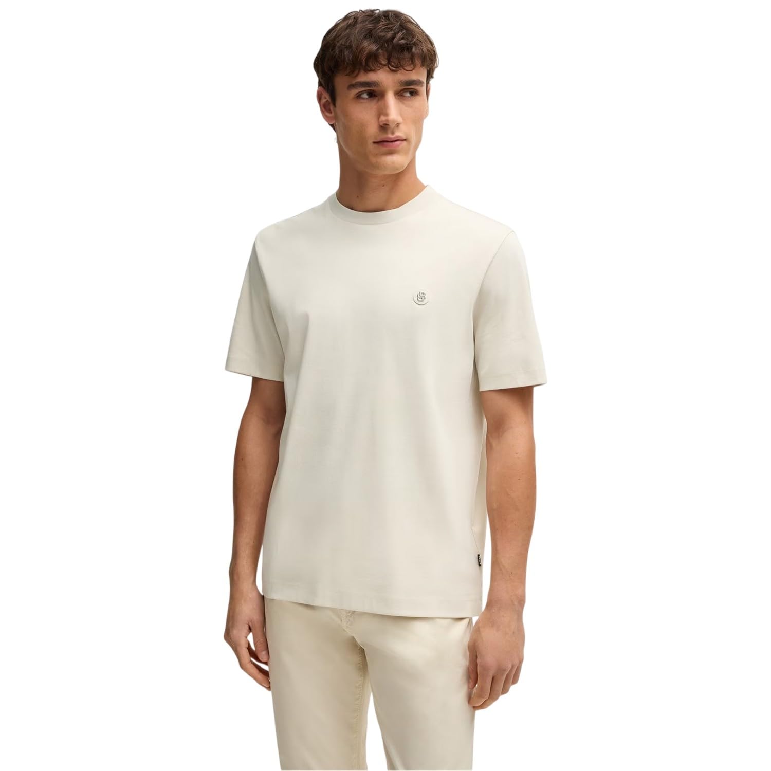 T-shirt bawełniany męski gładki biały BOSS