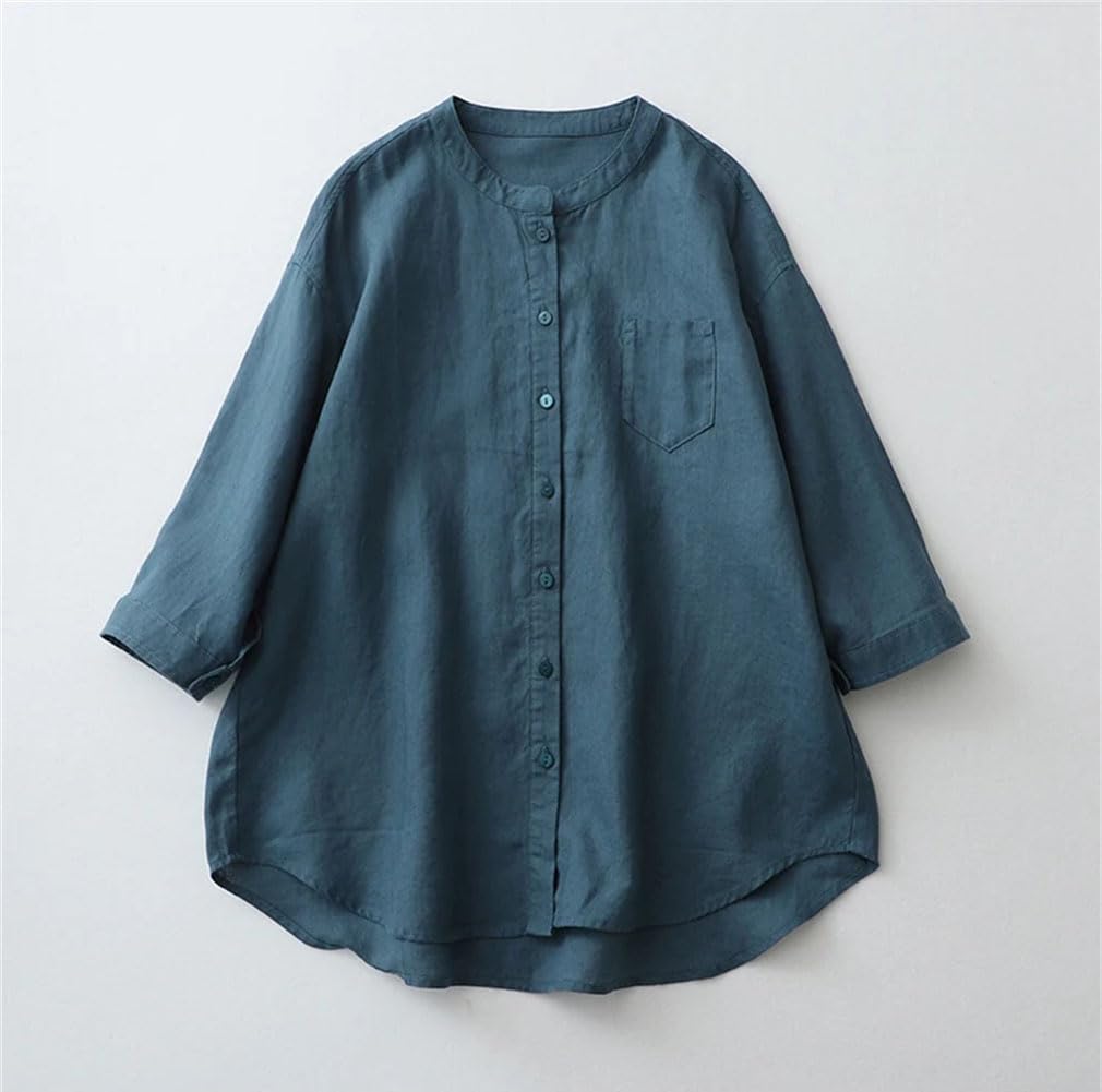 Camicia da donna in lino Primavera ed estate Moda allentata Camicie