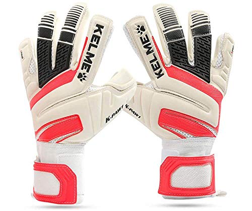 Kelme Soccer Goalkeeper Gloves – Indoor And Outdoor - Training, Match And Professional Goalie Gloves For Adults And Kids With Finger Protection (White/Red, Size 9 (Teen - Adult)) #TOP2