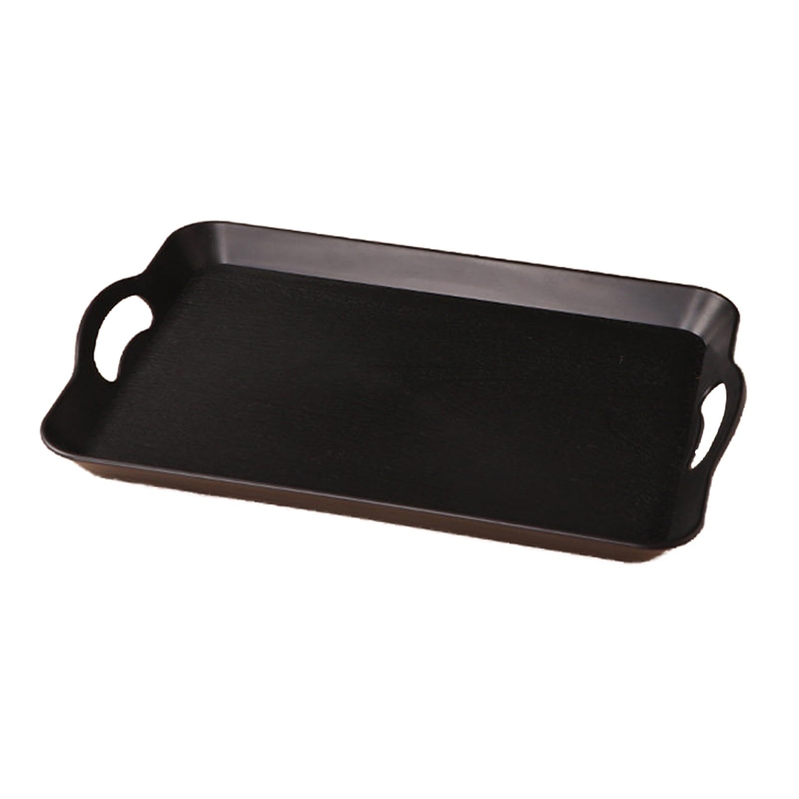 Rectangular Plastic Tray,Restaurant Storage,With Openwork Handle,Suitable for Placing Cups and Food(Black,36.6x23.2x4.4cm)