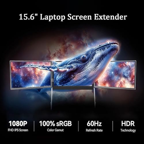 Image of 15.6 inchLaptop Tri-Fold Monitor, 1080p Fhd Portable Laptop Screen Extender, Type-C /HDMI /USB-C Plug-Play Triple Monitor with 360 Rotation Adjustable Viewing Angles Compatible with Windows and Macos (1pc)