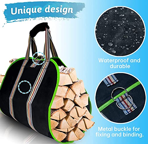 Okayes Firewood Carrier Bag, Firewood Bag, Canvas Firewood Log Carrier Tote Bag, Log Carrier For Firewood, Log Bag Carrier Firewood Holder, Wood Carrier With Handles, 50"X20" Wood Bag Large Capacity #TOP3