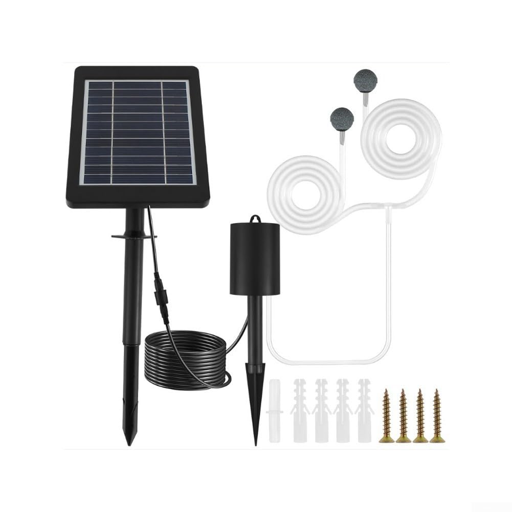 Aria ad energia solare, 6 V, 5 W, con batteria da 2200 mAh, aeratore per acquari a terra, per acquari e laghetti, sistema di ossigenazione silenzioso