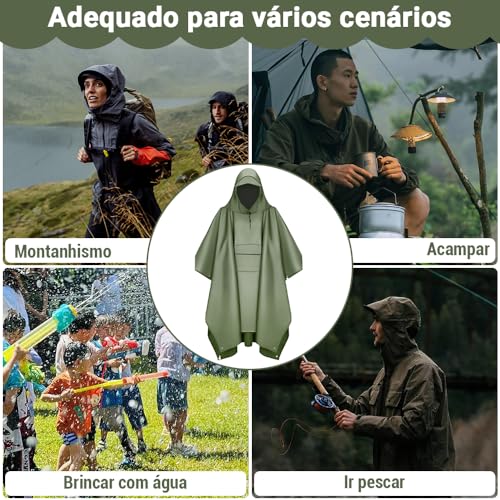 Capa de Chuva Multifuncional 3 Em 1, Poncho de Chuva Multifuncional, Capa de Chuva Poncho Impermeáve