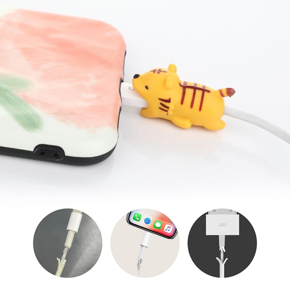 Protezioni per Cavi di Ricarica, Protezione Cavo USB ad Animale, 15 Pezzi Salvacavi per Caricabatterie, Morso per Cavo per Animale Carino, Simpatici Protettori per Caricabatterie, Cavo Cord Protector