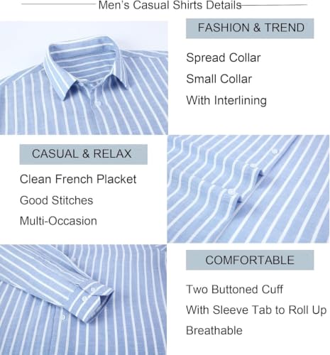 Image of Zombom Men's Regular Fit Vertical Striped Casual Shirt | Full Sleeve Cotton Blend Shirt for Men | Slim Fit Stylish Party