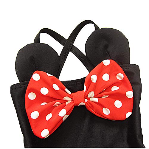 Kid Toddler Baby Girls Bathing Suit Bow Dot One Piece Swimsuit Swimwear, Red Black, Large #TOP2