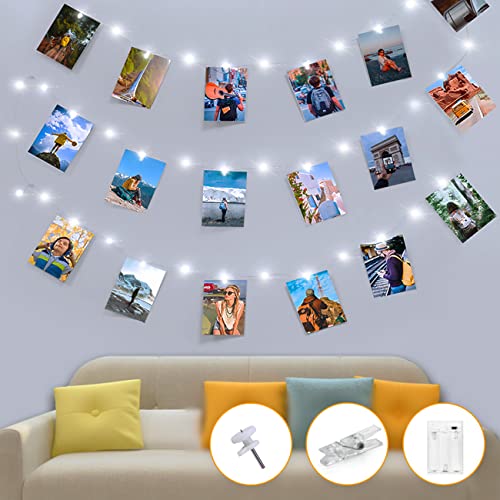 kolpop Fotowand für Zimmer Deko, Lichterkette mit Klammern für Fotos 5M 50LED Foto Lichterkette Batteriebetriebene Fotoclips Lichterkette für Wohnzimmer, Weihnachten, Hochzeiten, Party Kaltes Weiß kolpop Fotowand für Zimmer Deko, Lichterkette mit Klammern für Fotos 5M 50LED Foto Lichterkette Batteriebetriebene Fotoclips Lichterkette für Wohnzimmer, Weihnachten, Hochzeiten, Party Kaltes Weiß
