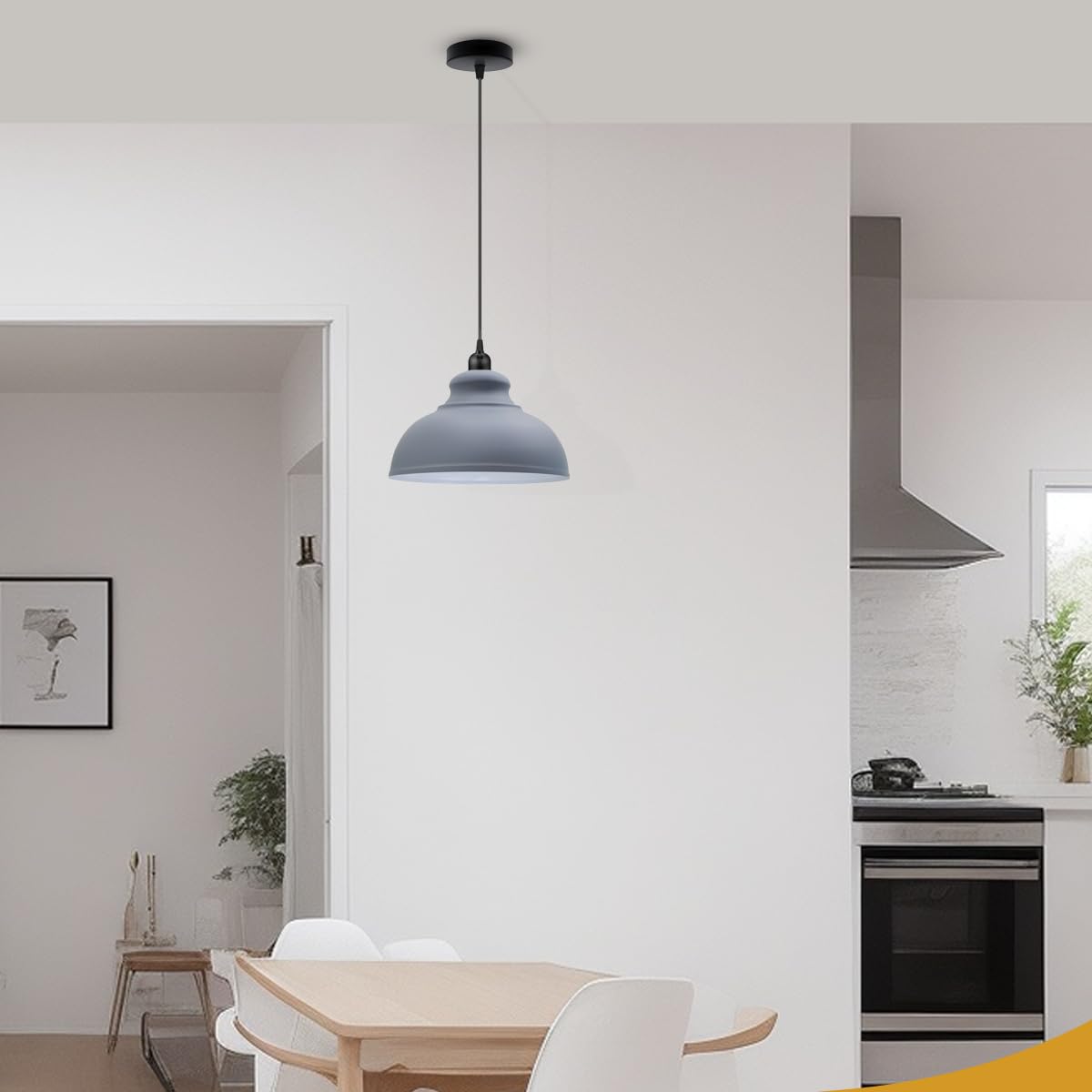 Abat-jour Vintage Rétro En Métal Avec Protection D'ampoule, Support De Suspension, Suspension De Plafond, Abat-jour Décoratif Pour Chambre à Coucher, Cuisine, Style Moderne (gris