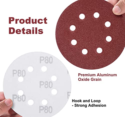 SATC Sanding Discs 80 Grit 72Pcs Orbital Sander Discs 125mm Hook and Loop Round Orbital Sander Pads for Sanding - Image 4