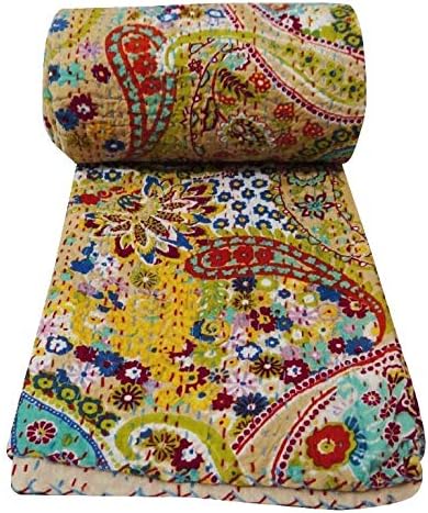 Textile Home Decor Manta reversible con estampado de cachemira tradicional multicolor y bohemio, manta decorativa para el hogar, decoración de