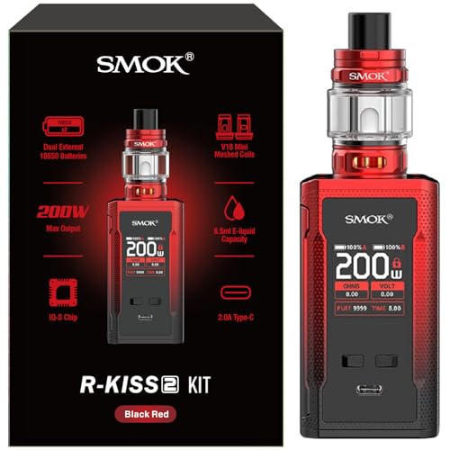 Smok R-KISS 2 Kit | Original Smok 200W Vape kit with 6.5ML TFV18 Mini Tank Mini Meshed Coils Dual18650 Battery IQ-S Chip E Cigarette Vaporizer