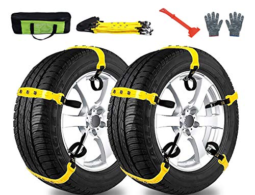 MeiLiMiYu Snow Chains for Car,Universal Adjustable Emergency Traction Snow Mud Security Tire Chains for SUV and Cars-Set…