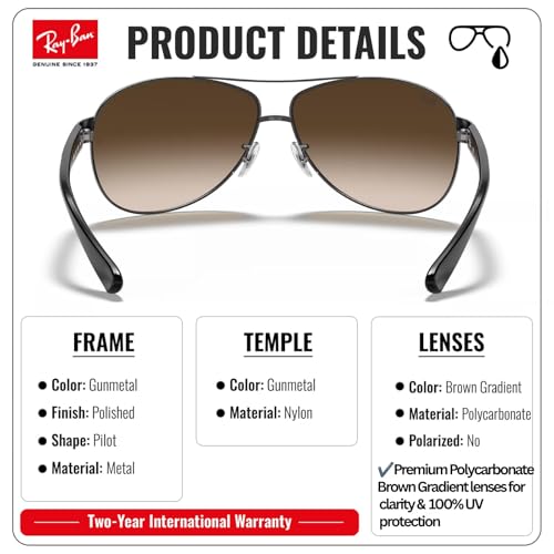 Image of Ray-Ban RB3386 Pilot Shaped Sunglasses for Men with Official RAYBAN Eyewear Kit