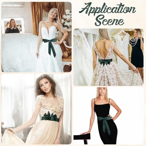 CRASPIRE Women Long Skinny Scarf Belt Solid Color Neckerchief Ribbon Soft Silk Satin for Waist Wedding Sash Neck Tie Accessory for Dance Party Opening Night Dresses Skirt Gift Green4